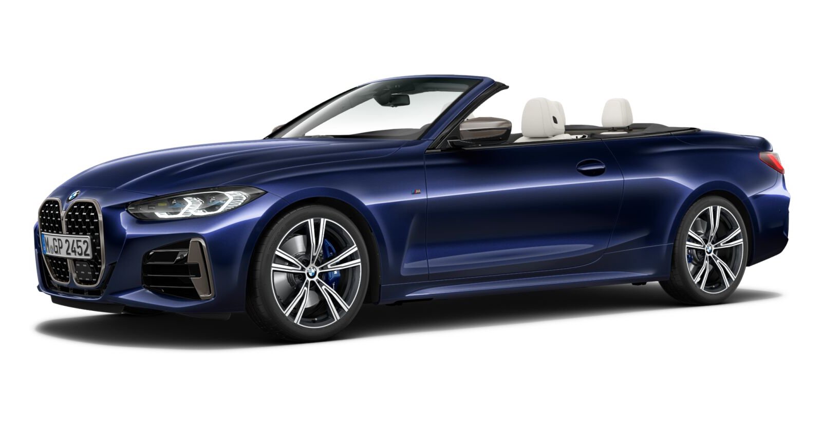 BMW M440i Cabrio in Blau von vorne BMW M440i Cabrio in Blau von vorne