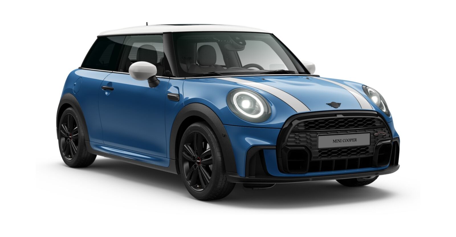 MINI Cooper 3-Türer in Blau von vorne MINI Cooper 3-Türer in Blau von vorne
