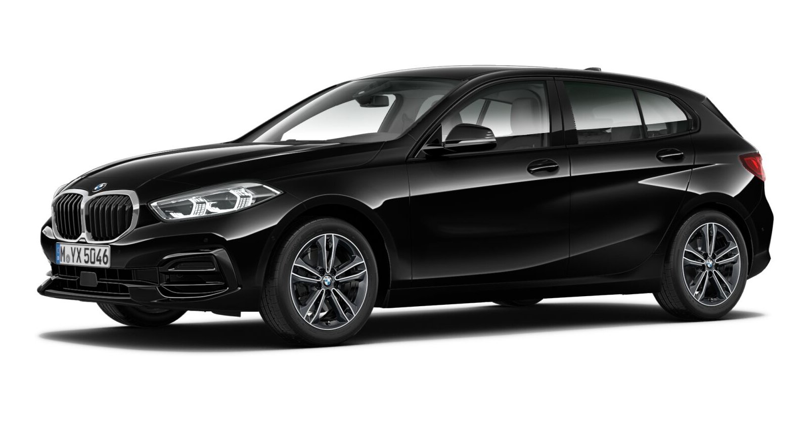 BMW 118i in Schwarz von vorne