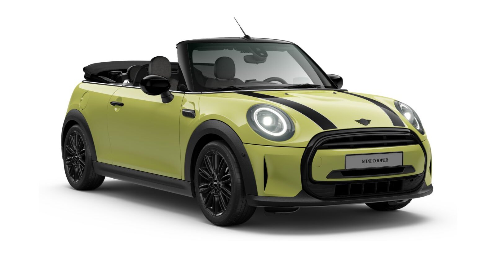 MINI Cooper Cabrio in Gelb von vorne MINI Cooper Cabrio in Gelb von vorne