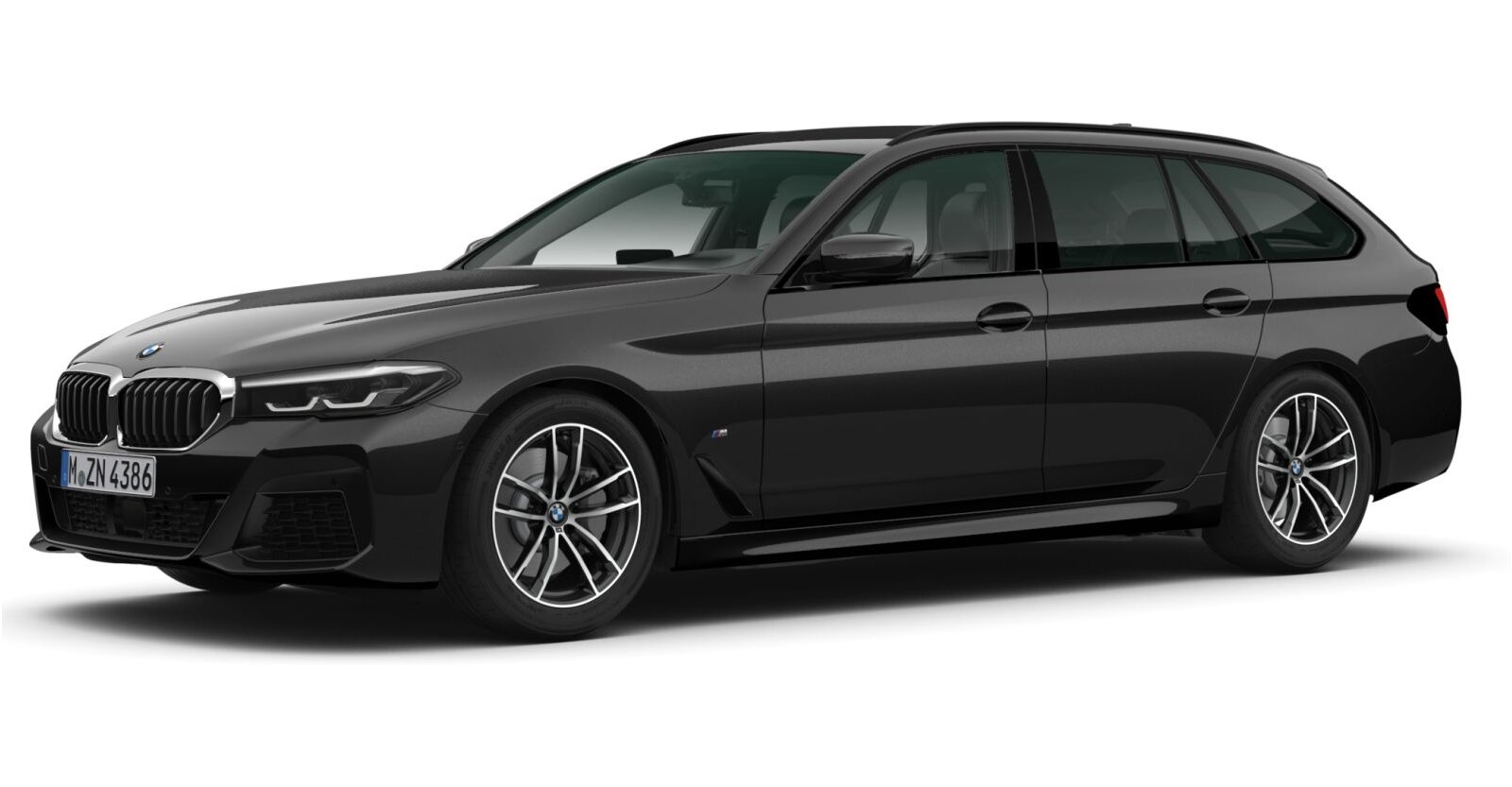 BMW 520d Touring in Schwarz von vorne BMW 520d Touring in Schwarz von vorne
