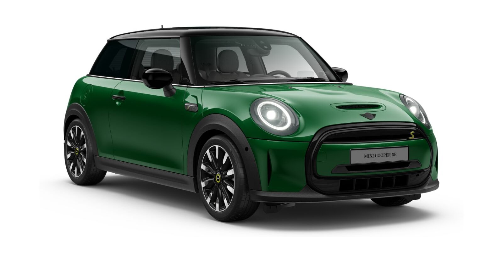 MINI Cooper SE in Grün von vorne MINI Cooper SE in Grün von vorne
