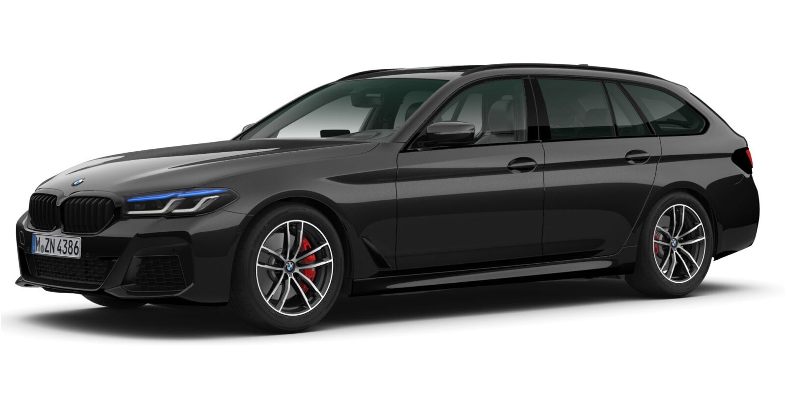 BMW 540d xDrive Touring in Schwarz von vorne