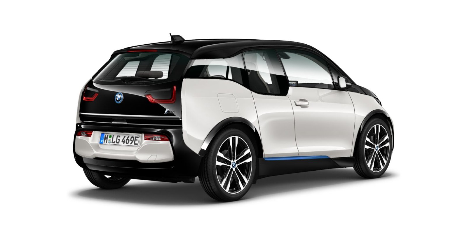 BMW BMW I in Weiß von hinten BMW BMW I in Weiß von hinten