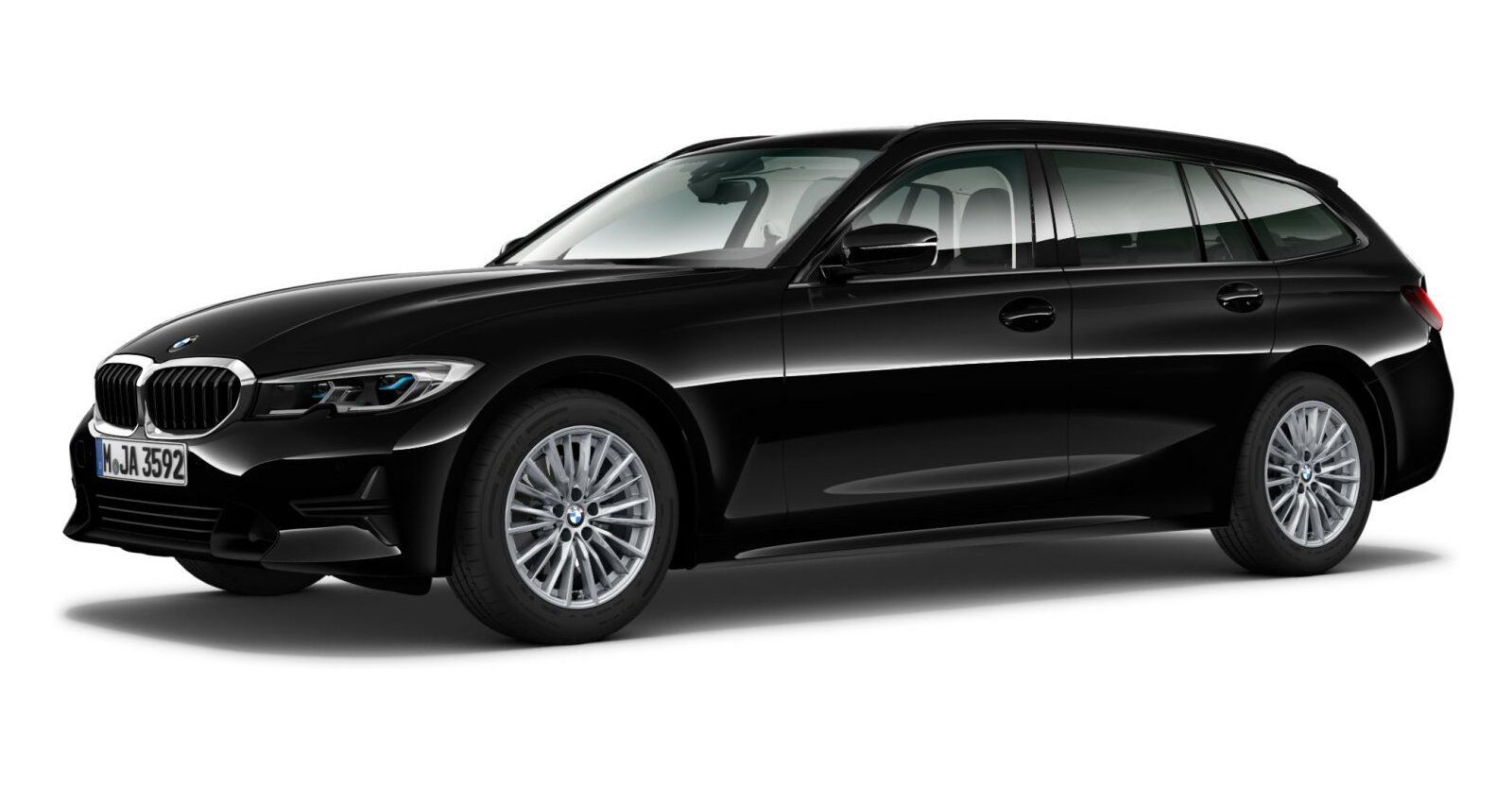 BMW 330d xDrive Touring in Schwarz von vorne BMW 330d xDrive Touring in Schwarz von vorne