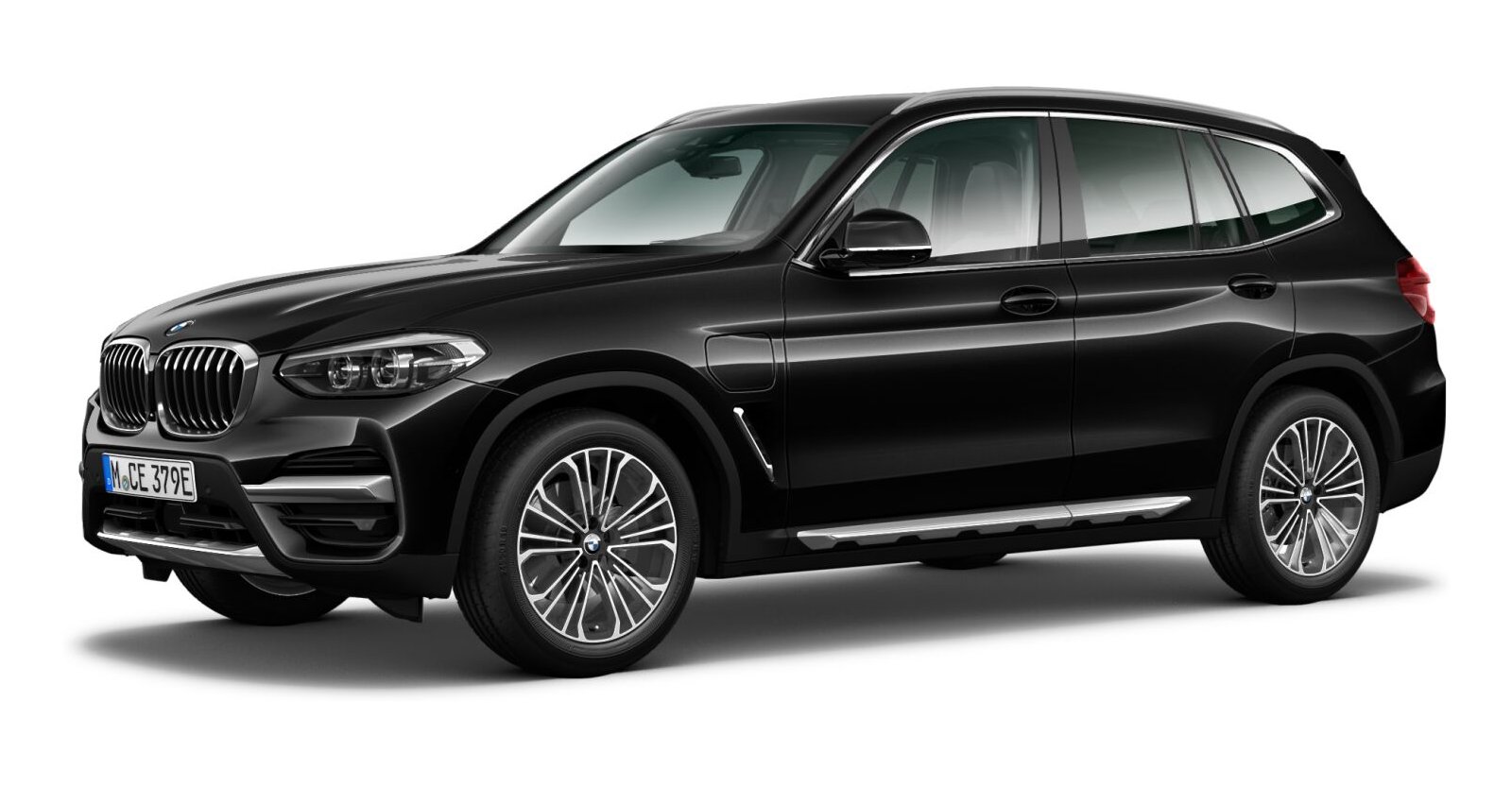 BMW X3 xDrive30e in Schwarz von vorne