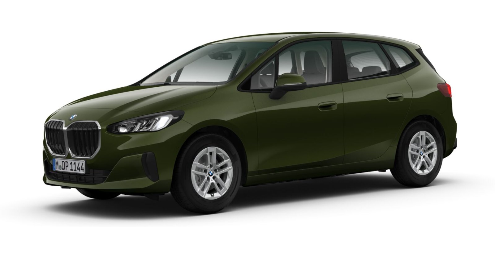 BMW 218i Active Tourer in Grün von vorne