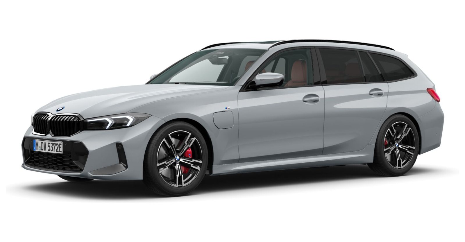 BMW 330e Touring in Grau von vorne