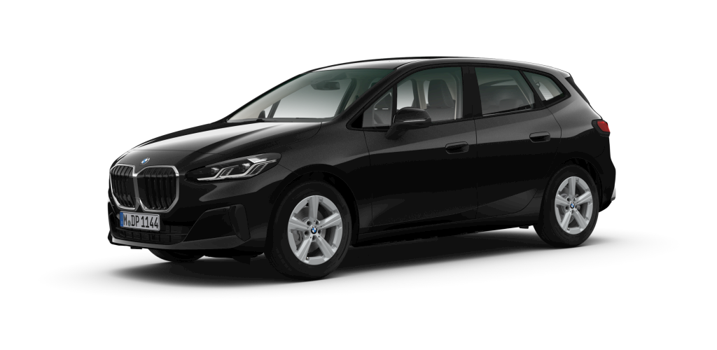 BMW 218i Active Tourer in Schwarz von vorne