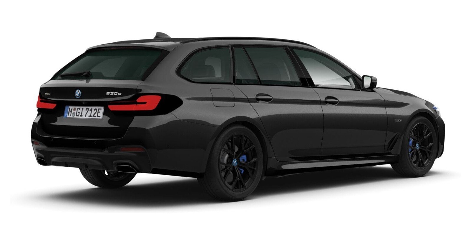 BMW BMW 5er in Schwarz von hinten