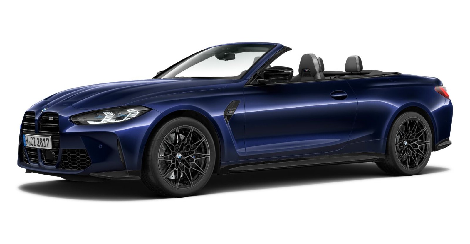 BMW M4 Cabrio Competition mit M xDrive in Blau von vorne BMW M4 Cabrio Competition mit M xDrive in Blau von vorne
