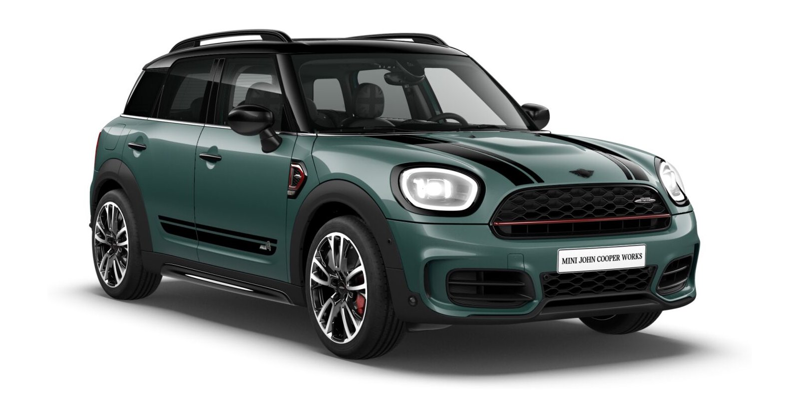 MINI JCW Countryman ALL4 in Grün von vorne MINI JCW Countryman ALL4 in Grün von vorne