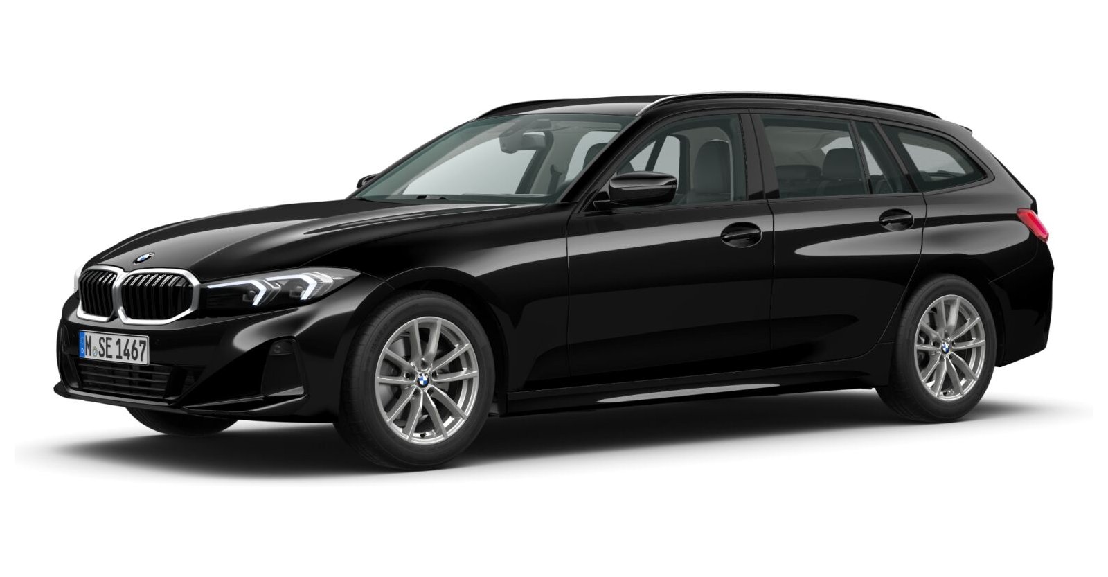 BMW 320d Touring in Schwarz von vorne BMW 320d Touring in Schwarz von vorne
