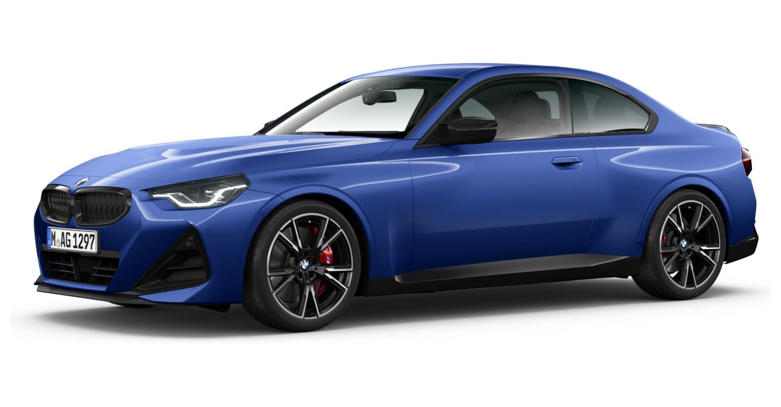BMW M240i Coupé in Blau von vorne BMW M240i Coupé in Blau von vorne