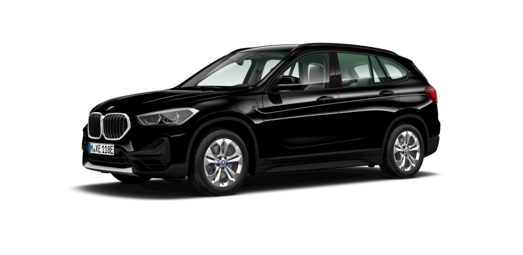 BMW X1 xDrive25e in Schwarz von vorne BMW X1 xDrive25e in Schwarz von vorne