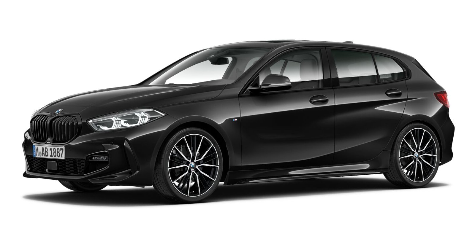 BMW 118i in Schwarz von vorne BMW 118i in Schwarz von vorne