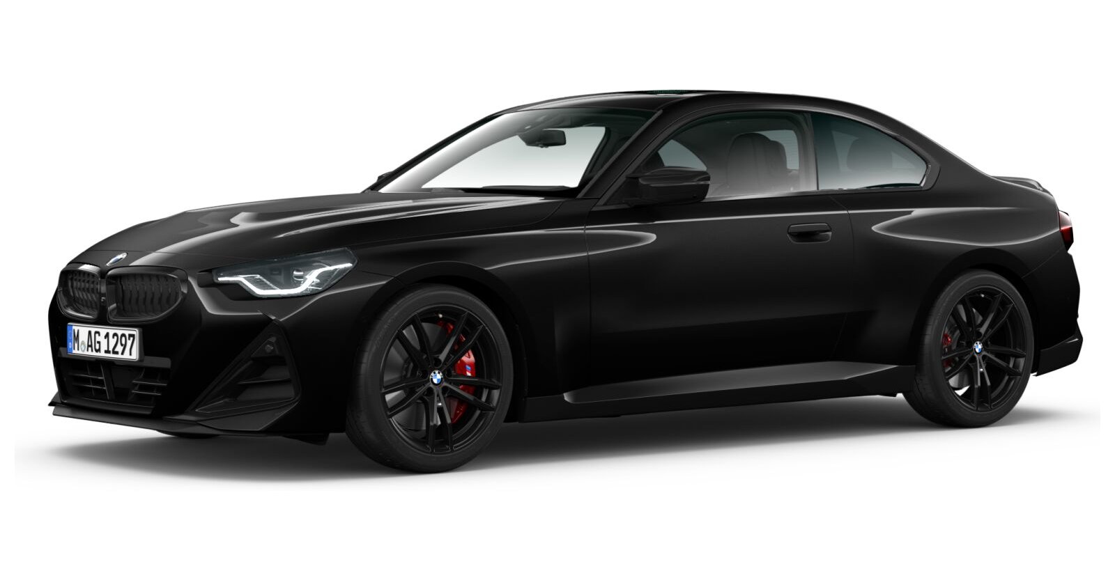 BMW M240i xDrive Coupé in Schwarz von vorne BMW M240i xDrive Coupé in Schwarz von vorne