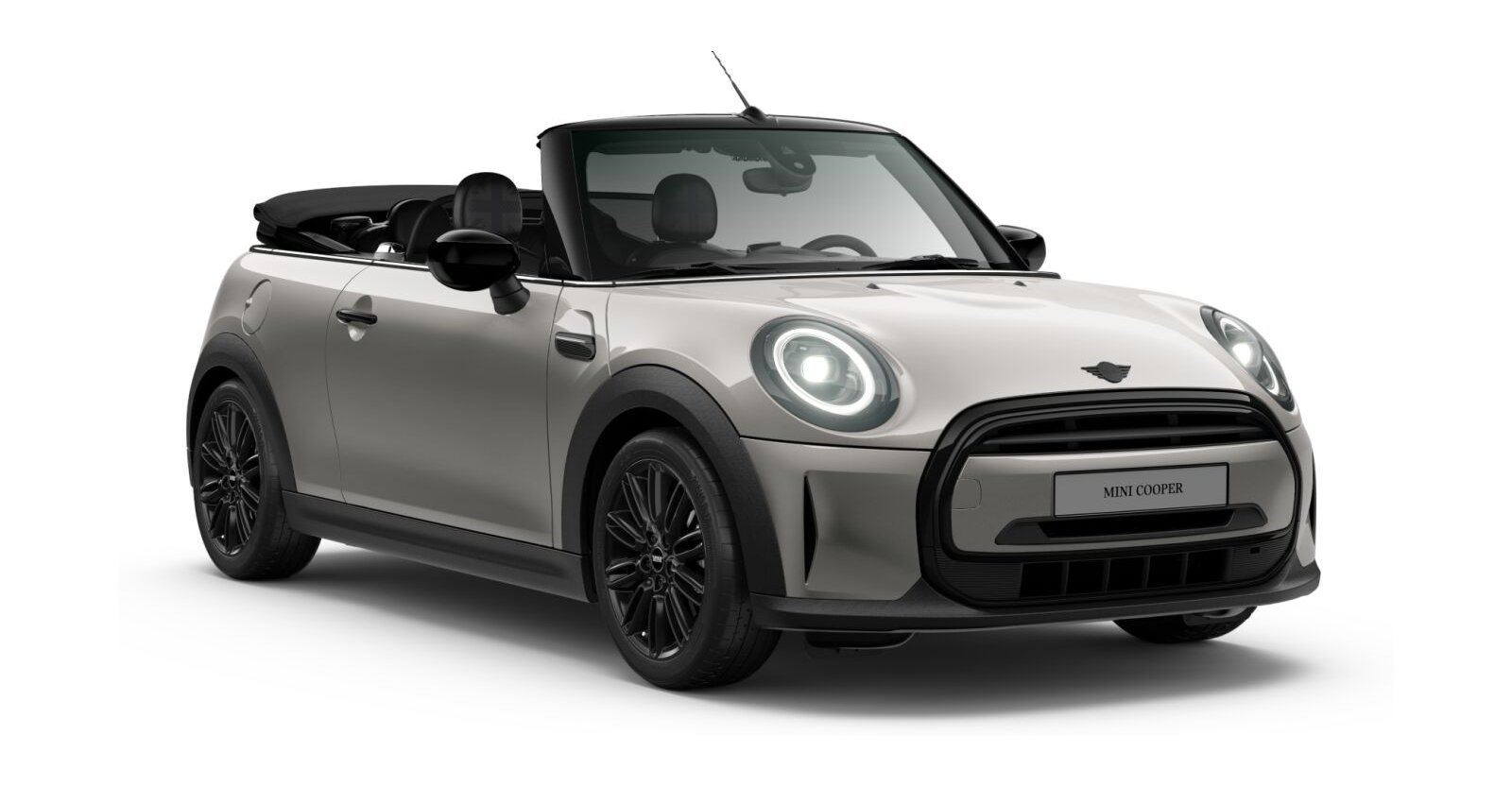 MINI Cooper Cabrio in Silber von vorne MINI Cooper Cabrio in Silber von vorne