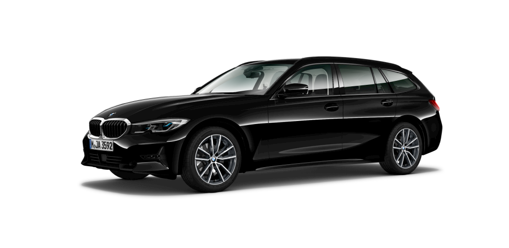 BMW 320d Touring in Schwarz von vorne BMW 320d Touring in Schwarz von vorne