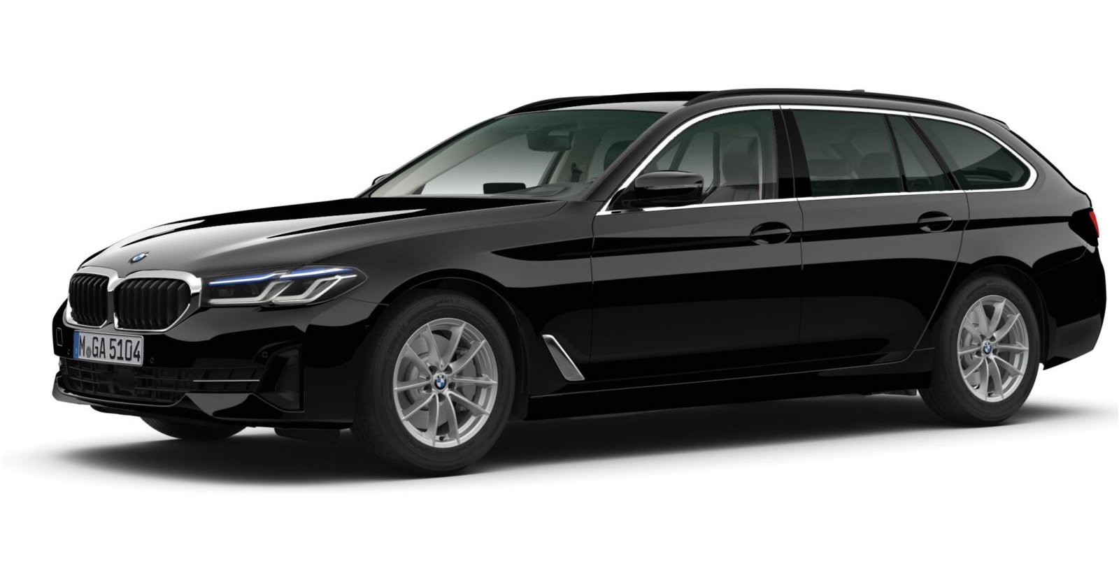 BMW 520d xDrive Touring in Schwarz von vorne BMW 520d xDrive Touring in Schwarz von vorne