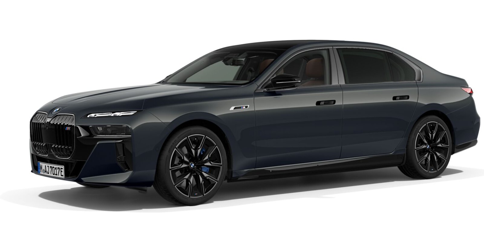 BMW i7 M70 xDrive Limousine in Grau von vorne BMW i7 M70 xDrive Limousine in Grau von vorne