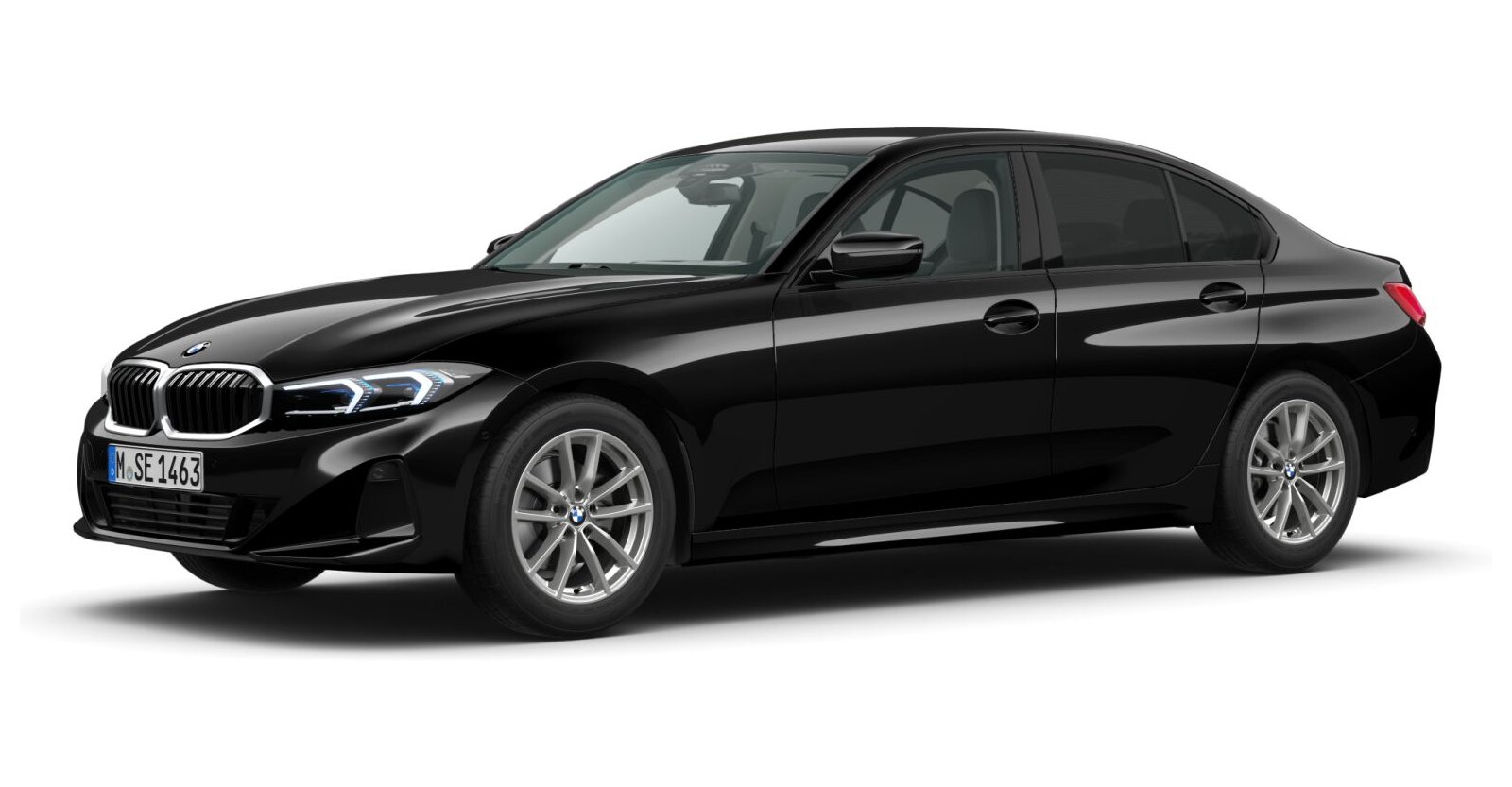 BMW 318i Limousine in Schwarz von vorne BMW 318i Limousine in Schwarz von vorne