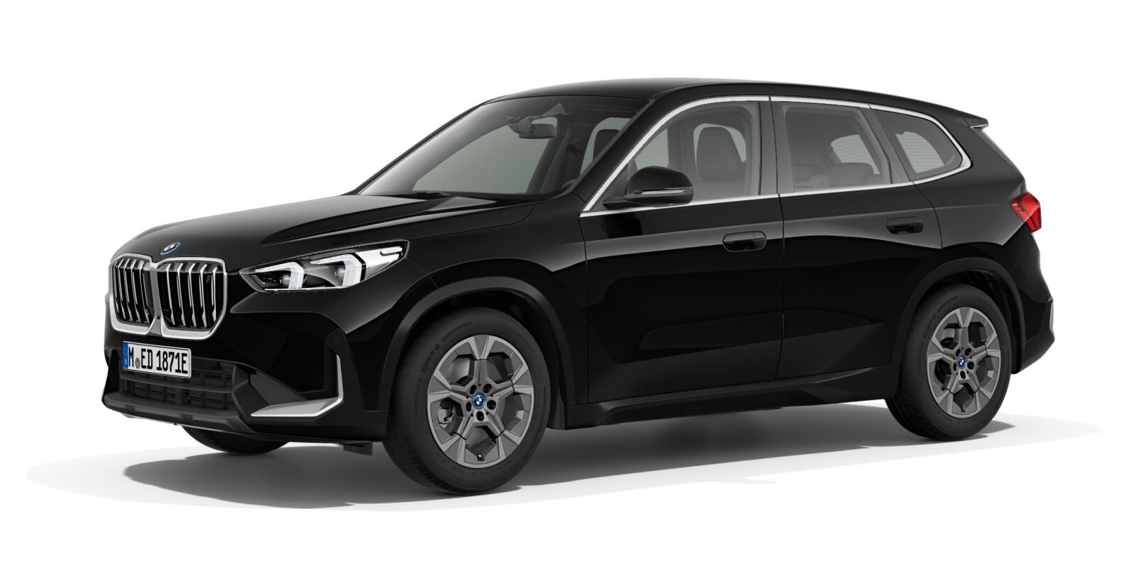 BMW iX1 xDrive30 in Schwarz von vorne