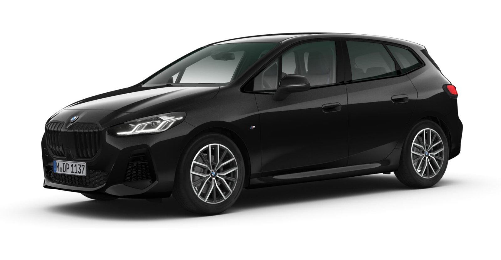 BMW 218i Active Tourer in Schwarz von vorne