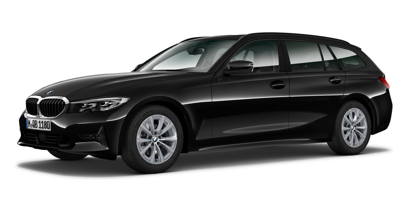 BMW 320d Touring in Schwarz von vorne BMW 320d Touring in Schwarz von vorne