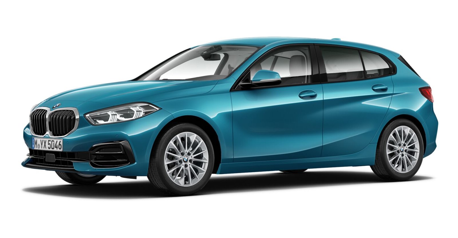 BMW 118i in Blau von vorne