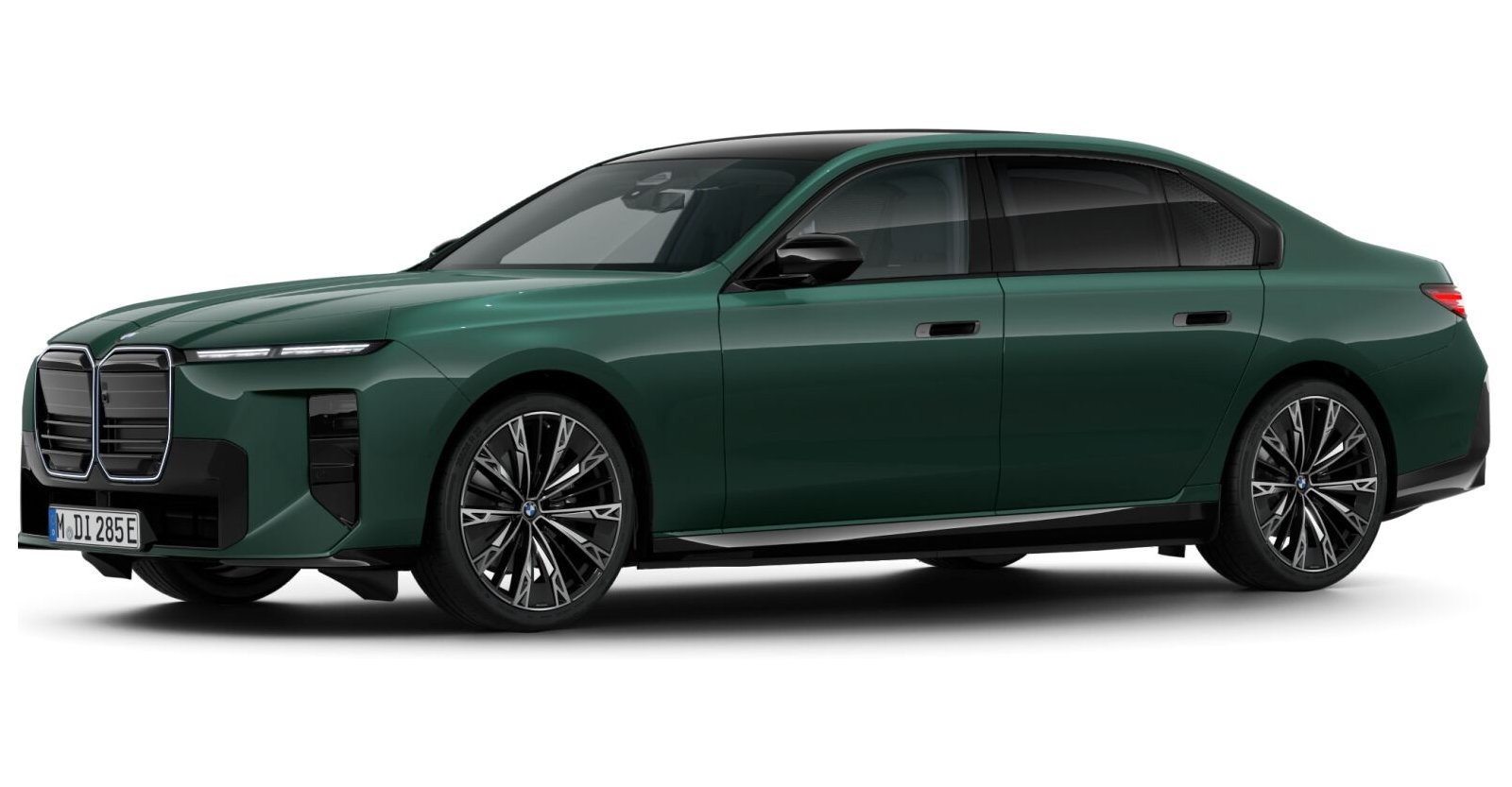 BMW i7 50 xDrive Limousine in Grün von vorne