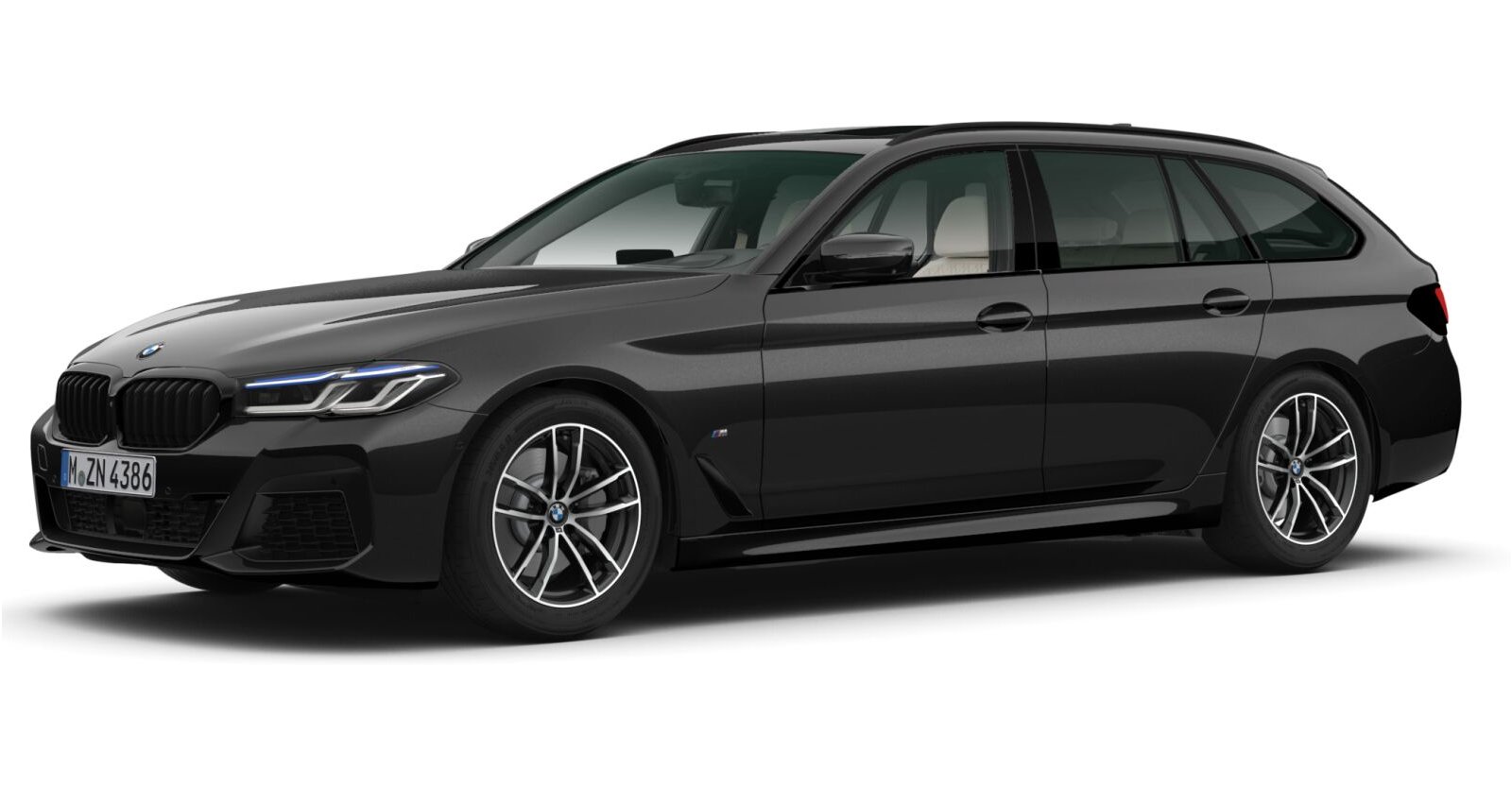 BMW 540d xDrive Touring in Schwarz von vorne BMW 540d xDrive Touring in Schwarz von vorne