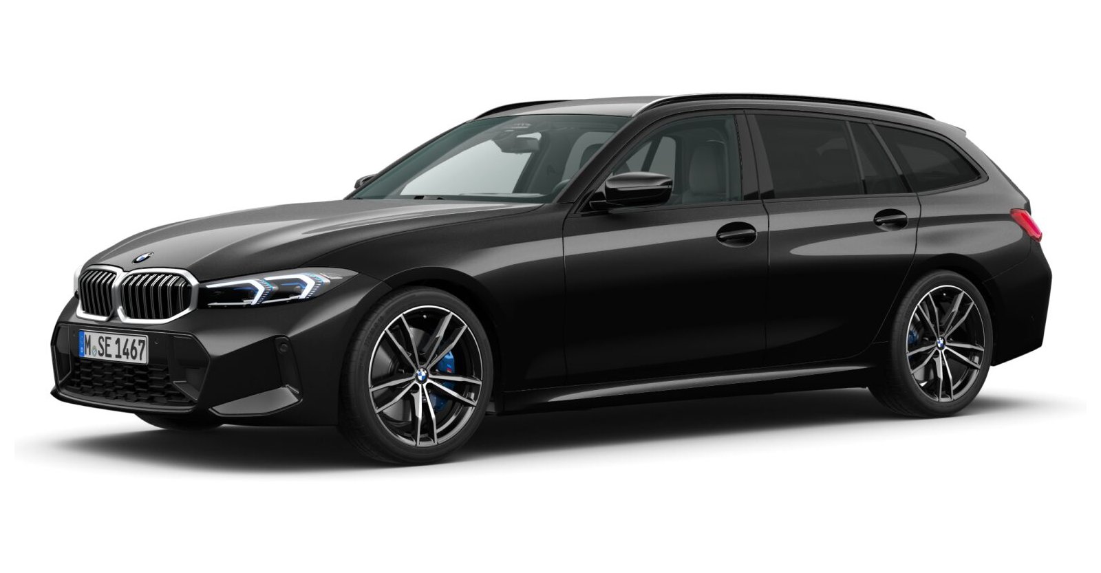BMW 330i Touring in Schwarz von vorne BMW 330i Touring in Schwarz von vorne