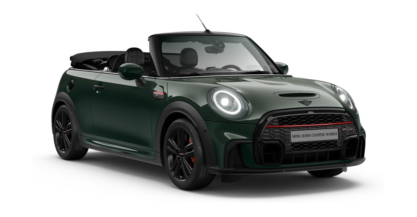 MINI JCW Cabrio in Grün von vorne MINI JCW Cabrio in Grün von vorne