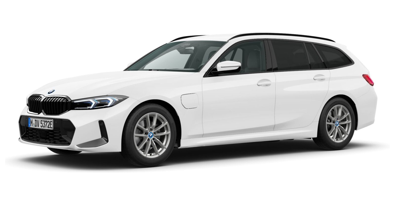 BMW 330e Touring in Weiß von vorne BMW 330e Touring in Weiß von vorne
