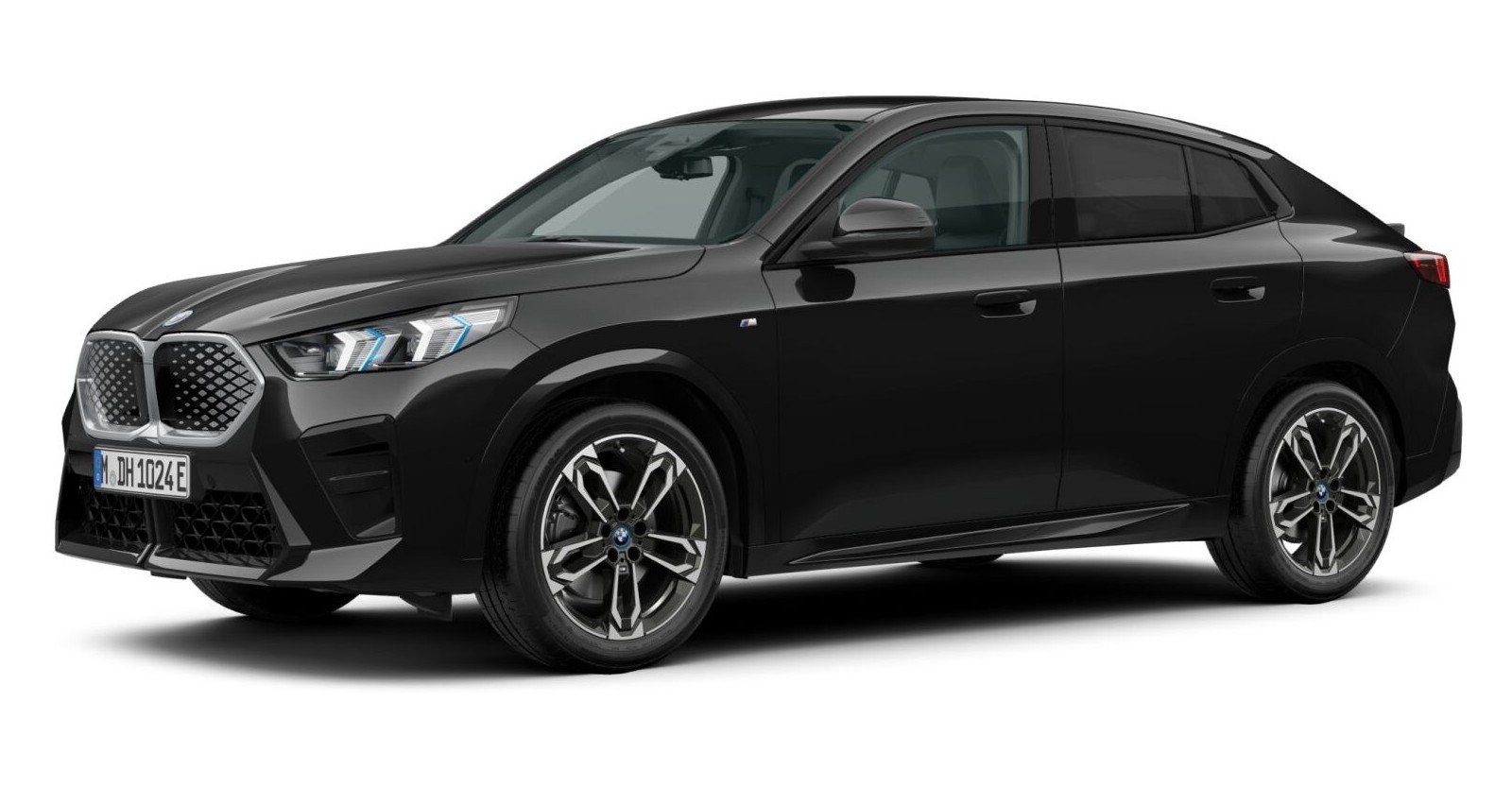 BMW iX2 xDrive30 in Schwarz von vorne