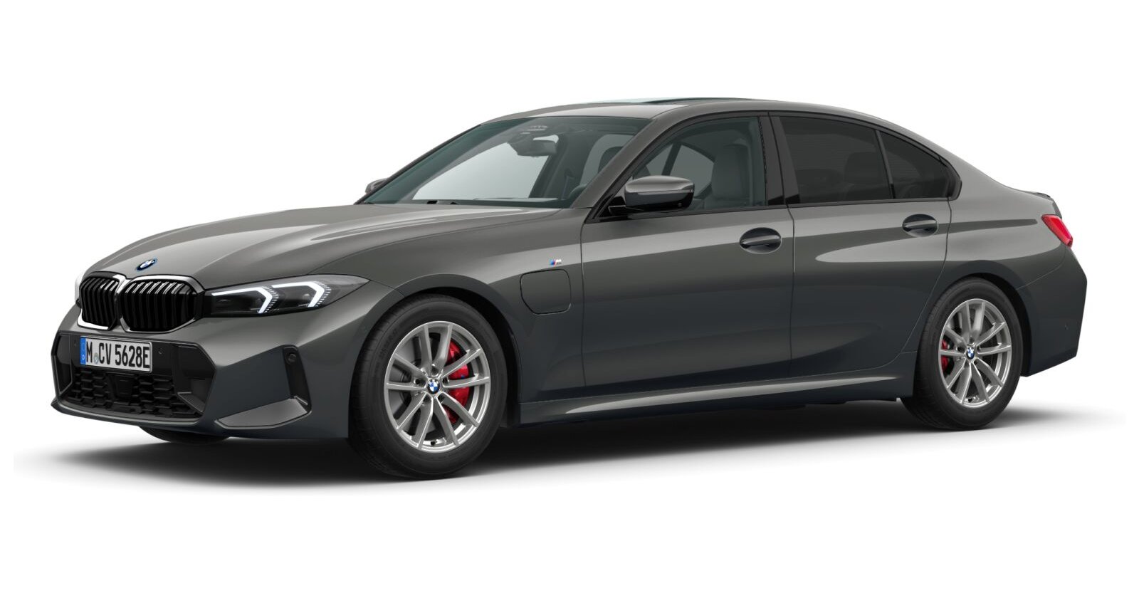 BMW 330e Limousine in Grau von vorne