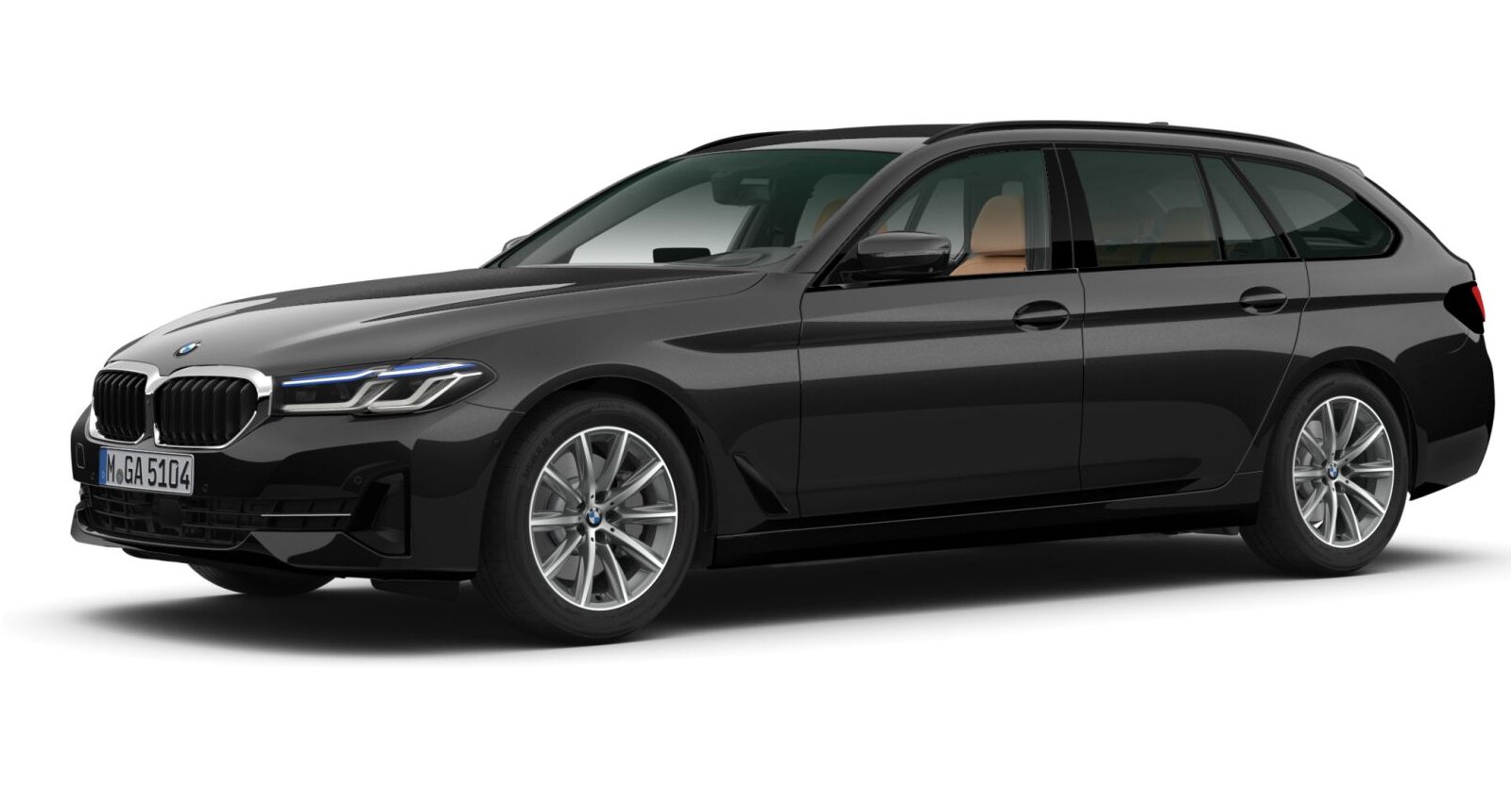 BMW 520d xDrive Touring in Schwarz von vorne BMW 520d xDrive Touring in Schwarz von vorne