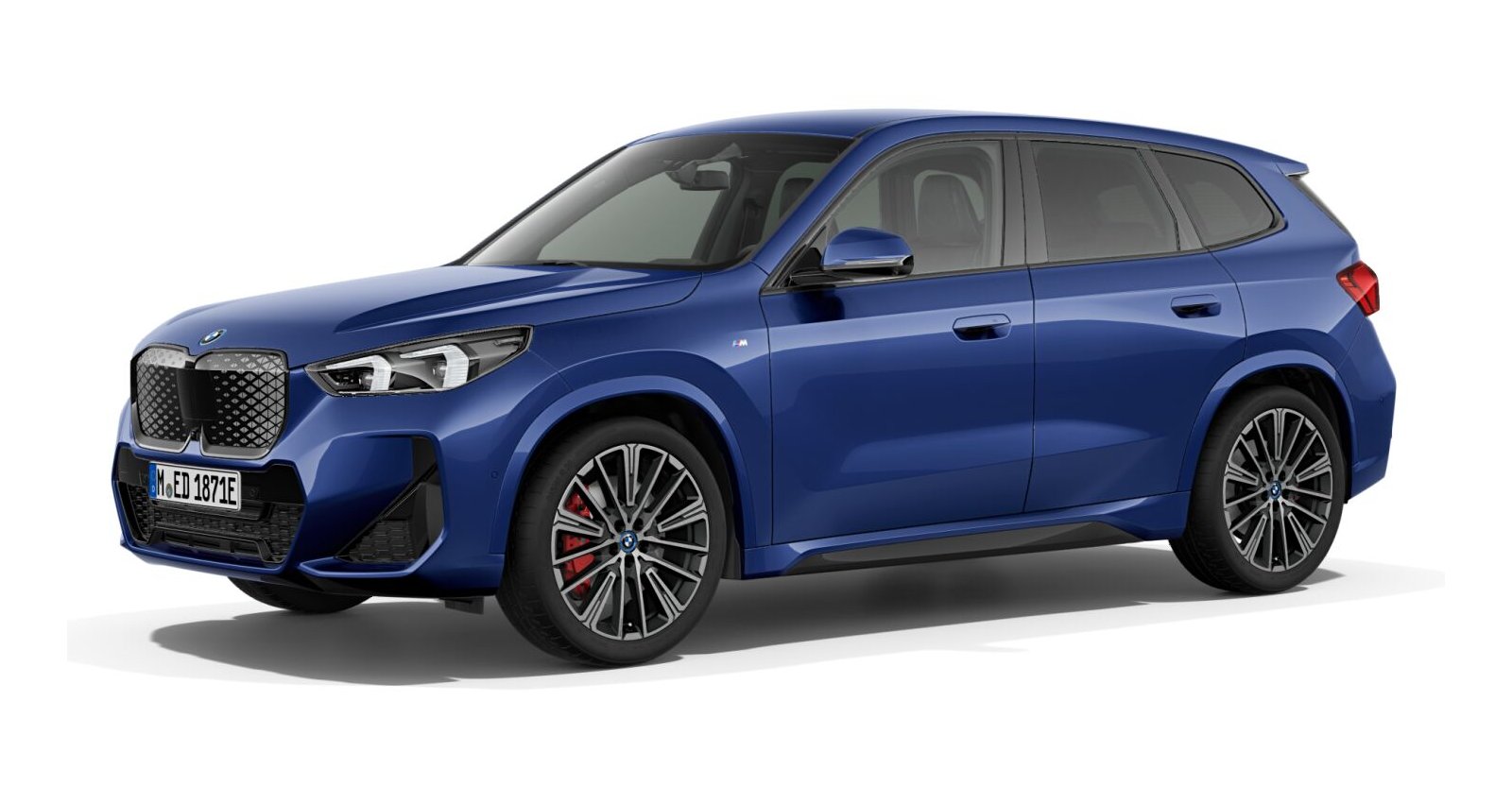 BMW iX1 xDrive30 in Blau von vorne BMW iX1 xDrive30 in Blau von vorne