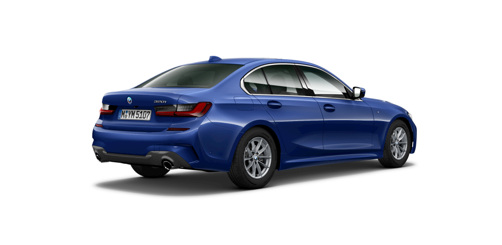 BMW BMW 3er in Blau von hinten BMW BMW 3er in Blau von hinten