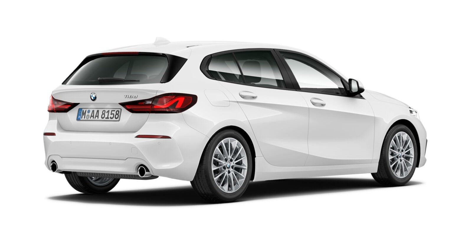 BMW BMW 1er in Weiß von hinten BMW BMW 1er in Weiß von hinten