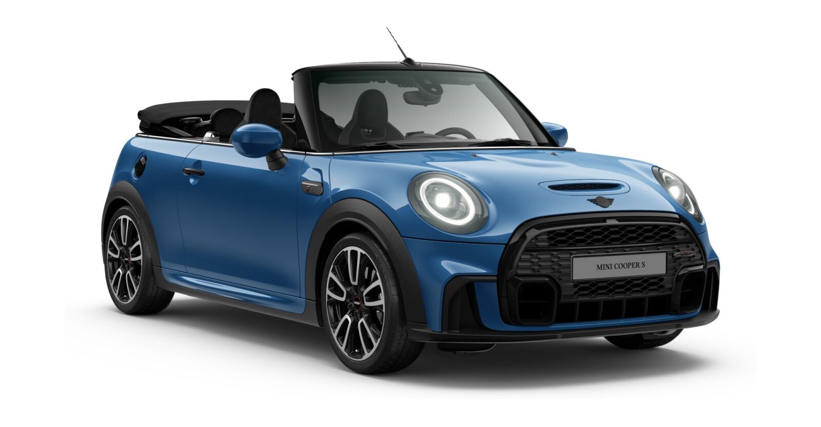 MINI Cooper S Cabrio in Blau von vorne MINI Cooper S Cabrio in Blau von vorne