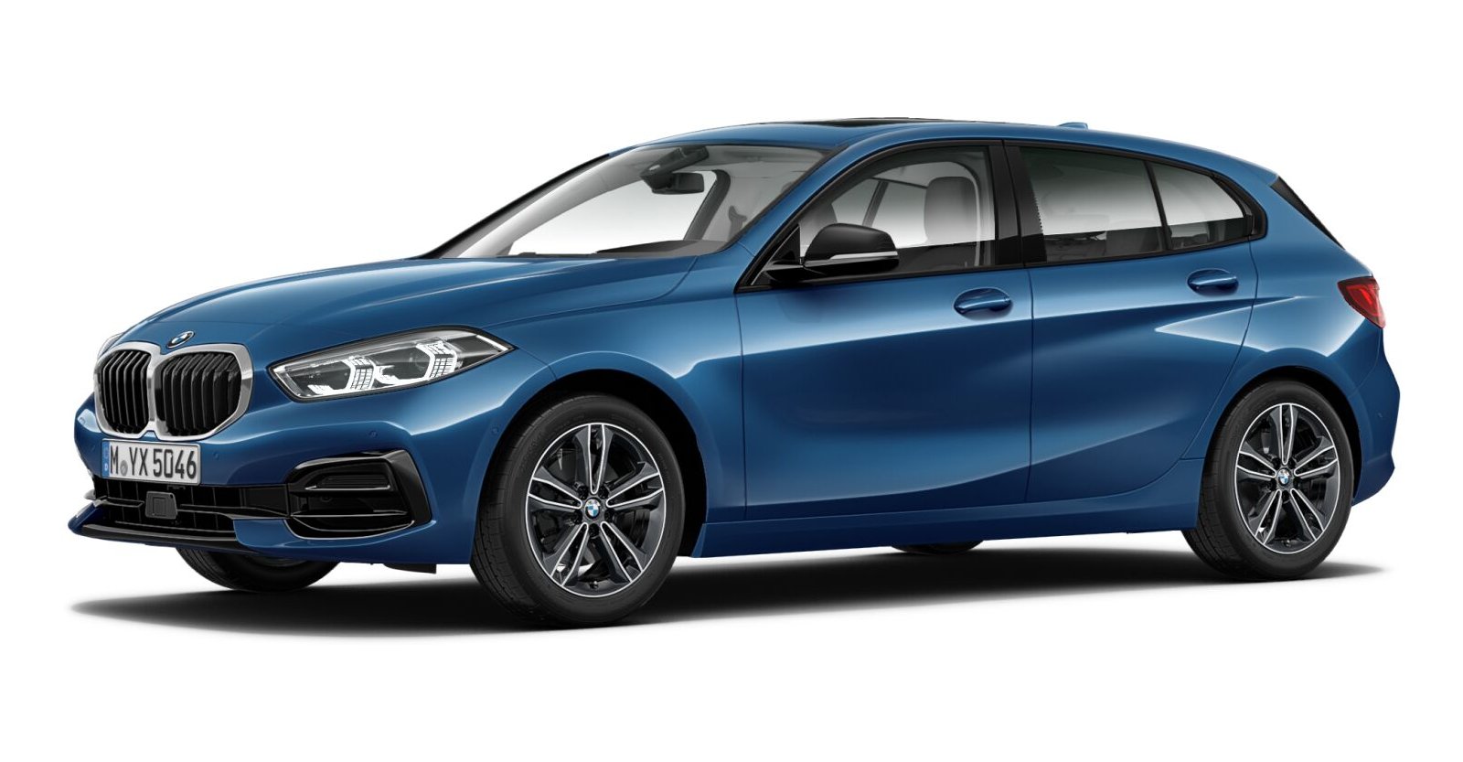 BMW 120i in Blau von vorne