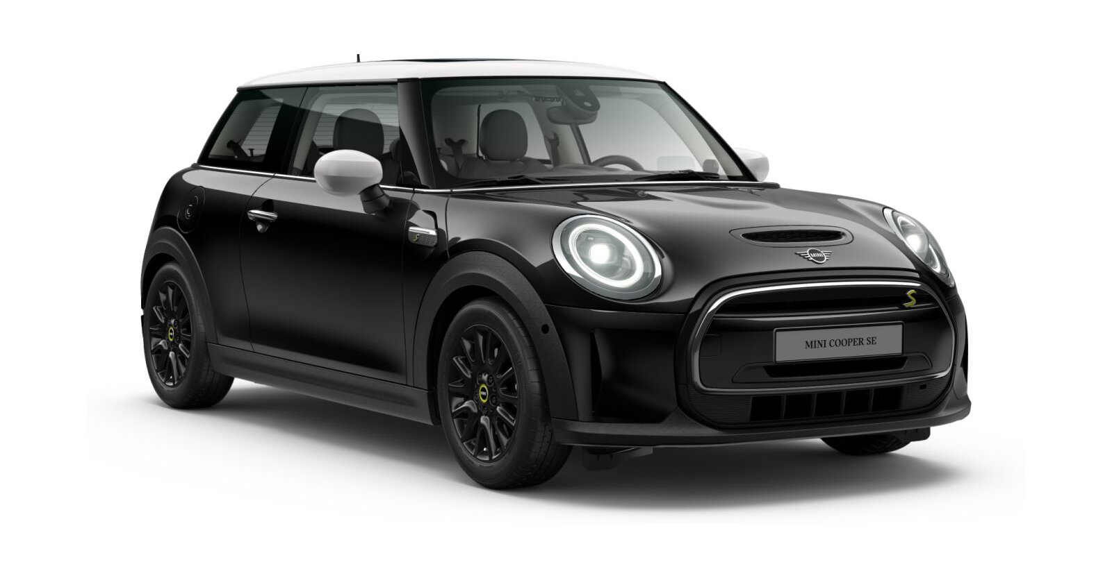 MINI Cooper SE in Schwarz von vorne MINI Cooper SE in Schwarz von vorne