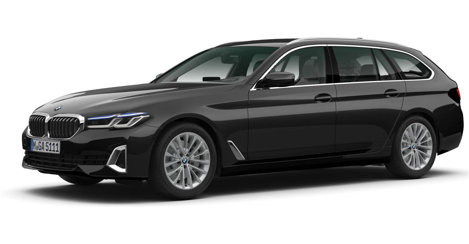 BMW 520d Touring in Schwarz von vorne BMW 520d Touring in Schwarz von vorne