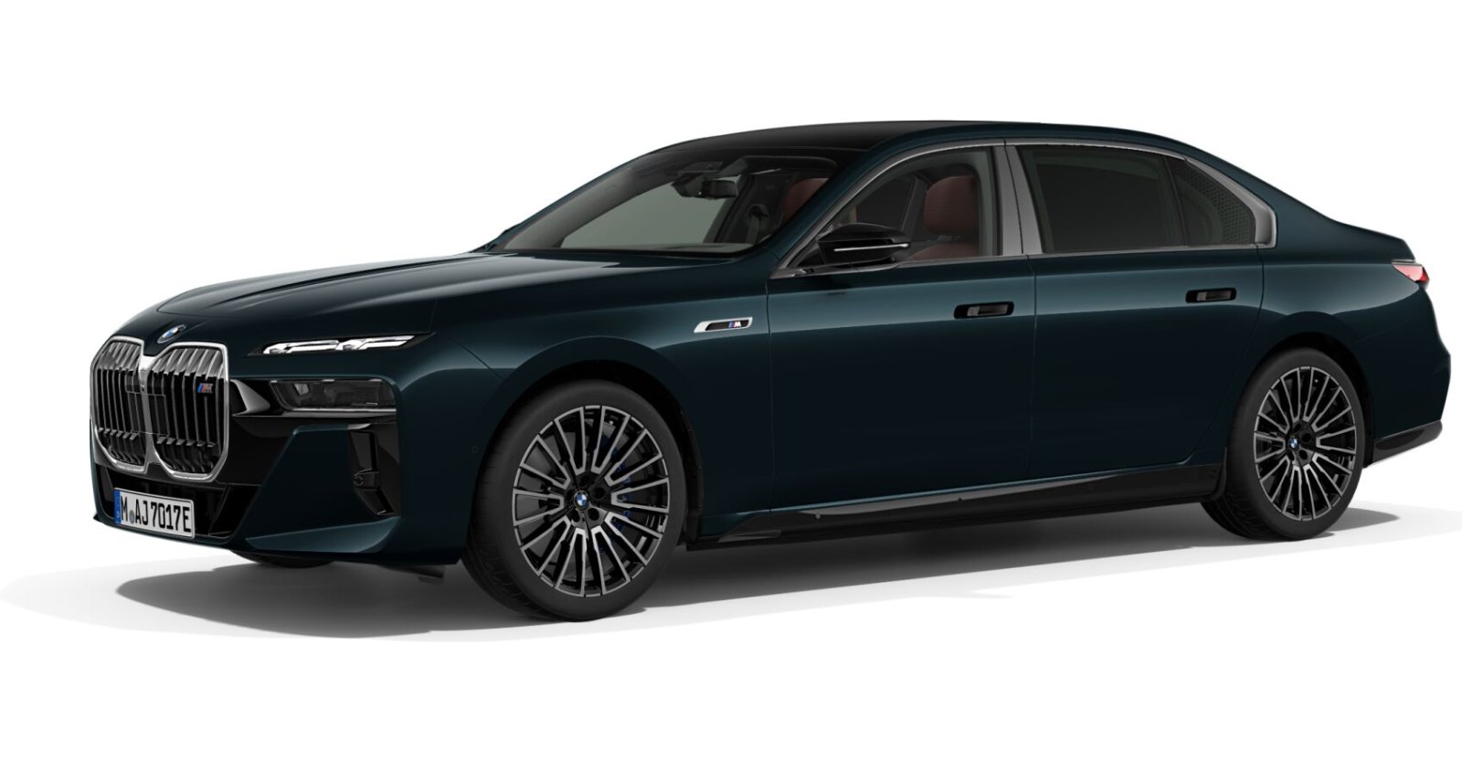 BMW i7 M70 xDrive Limousine in Blau von vorne BMW i7 M70 xDrive Limousine in Blau von vorne