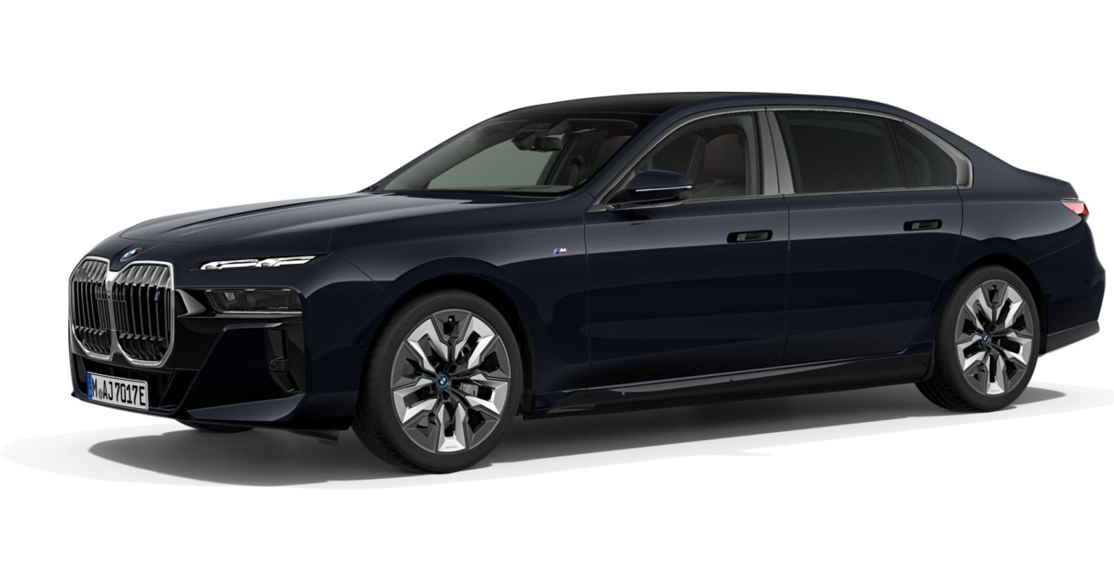 BMW i7 xDrive60 Limousine in Schwarz von vorne BMW i7 xDrive60 Limousine in Schwarz von vorne