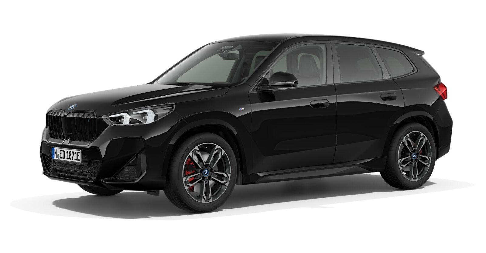 BMW iX1 xDrive30 in Schwarz von vorne