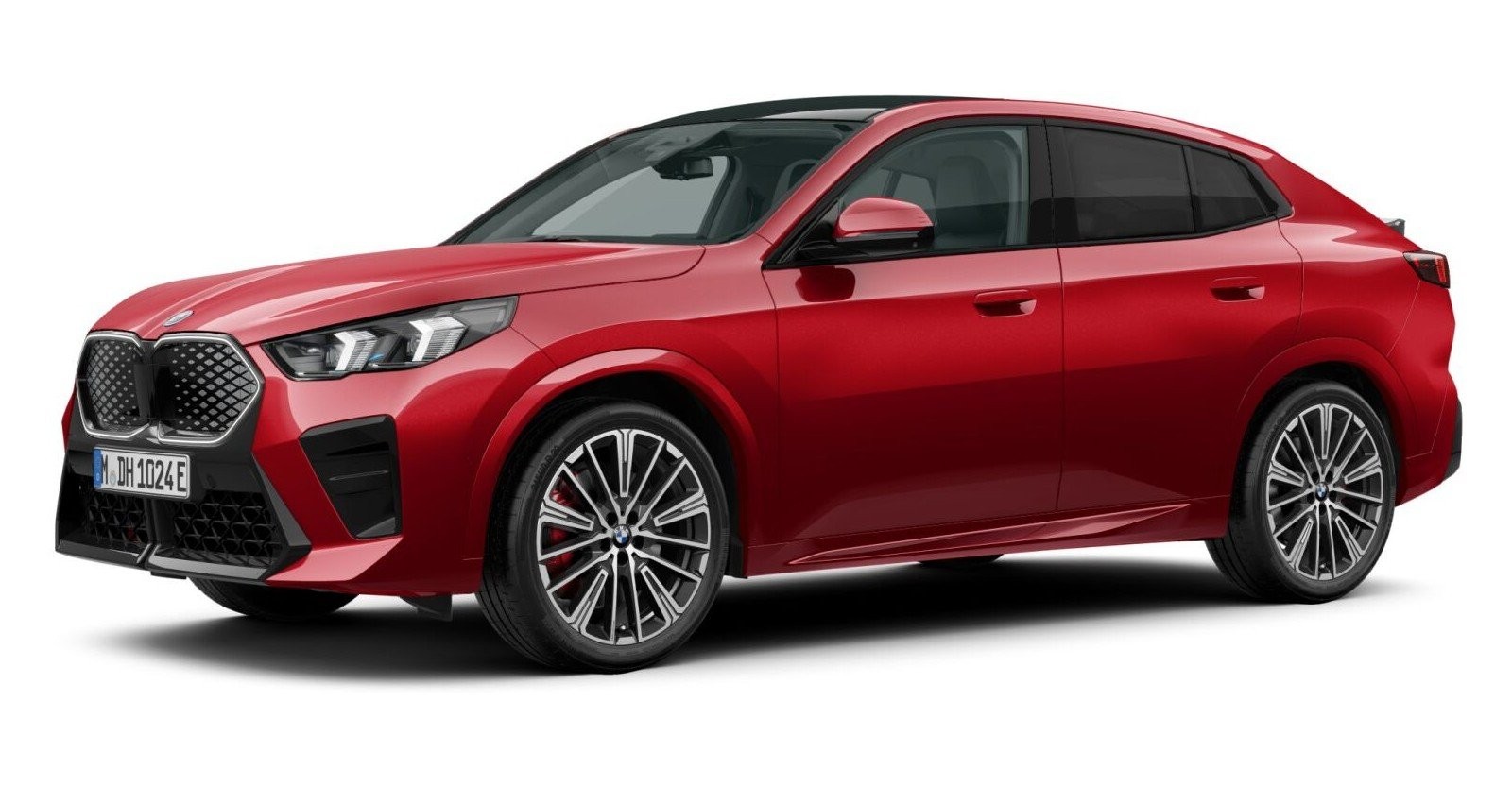 BMW iX2 eDrive20 in Rot von vorne BMW iX2 eDrive20 in Rot von vorne