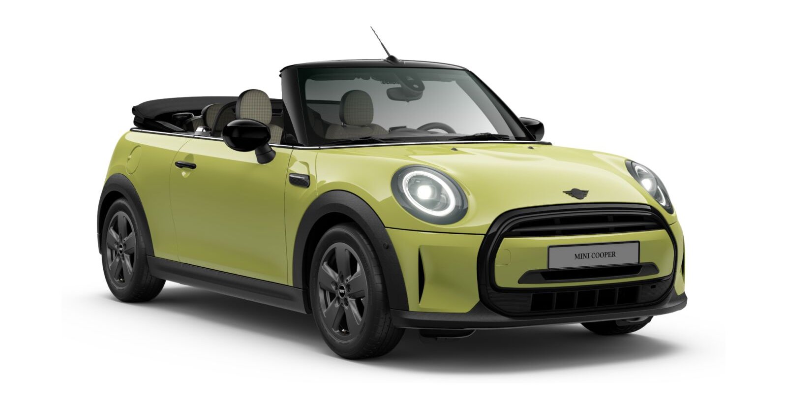 MINI MINI Cabrio in Gelb von vorne MINI MINI Cabrio in Gelb von vorne